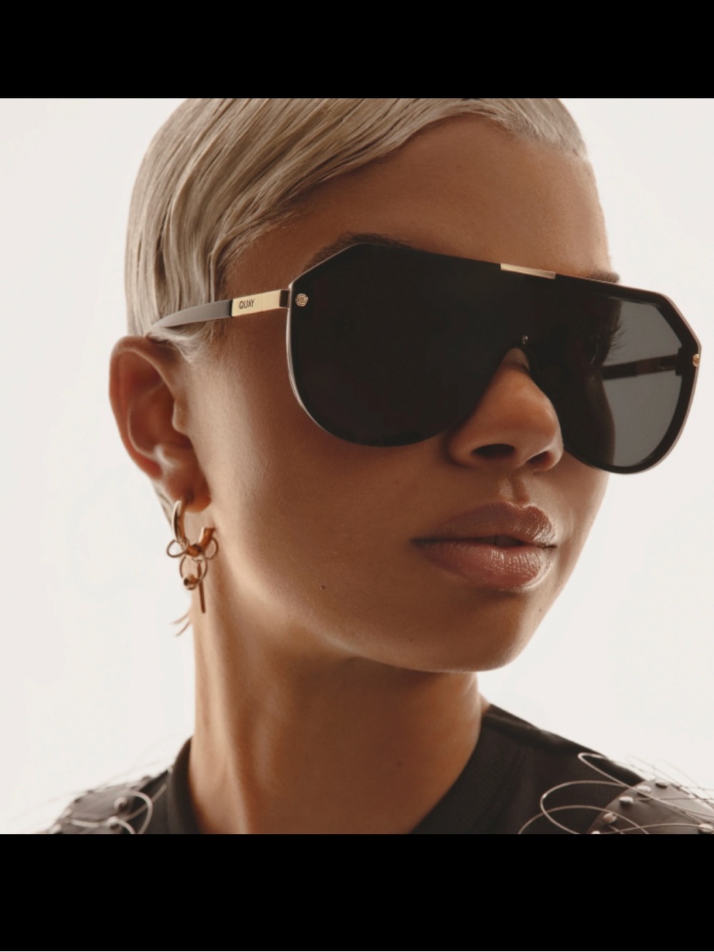 Quay Australia Black Oversized Shield Sunglasses - Showbiz - Quay Australia